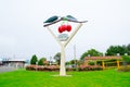 The landmark of Young city `Big Cherries` sculpture near the Clifton House and Gardens in the Hilltops region.